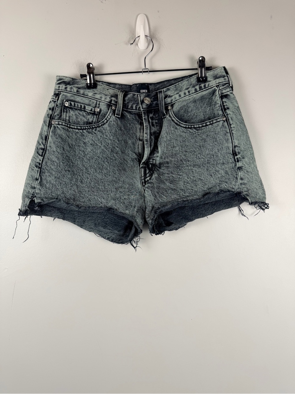 Edwin mint green distressed denim cutoff shorts size 29